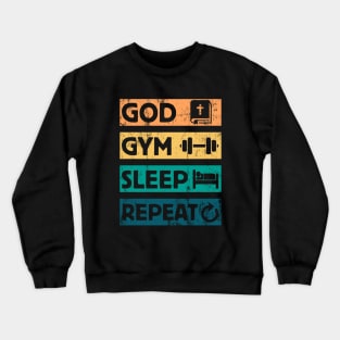 God Gym Sleep Christian Faith Workout Crewneck Sweatshirt